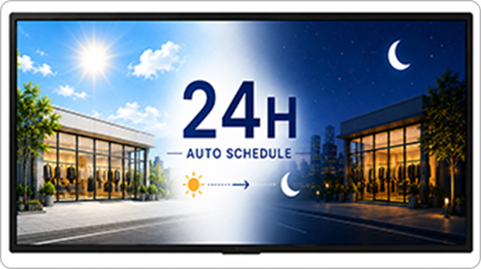 夜間モードと24時間自動スケジュールの表示例
