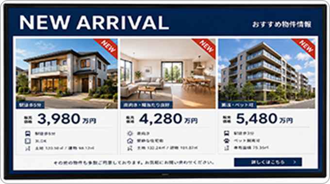 新着物件・サービス一覧の表示例