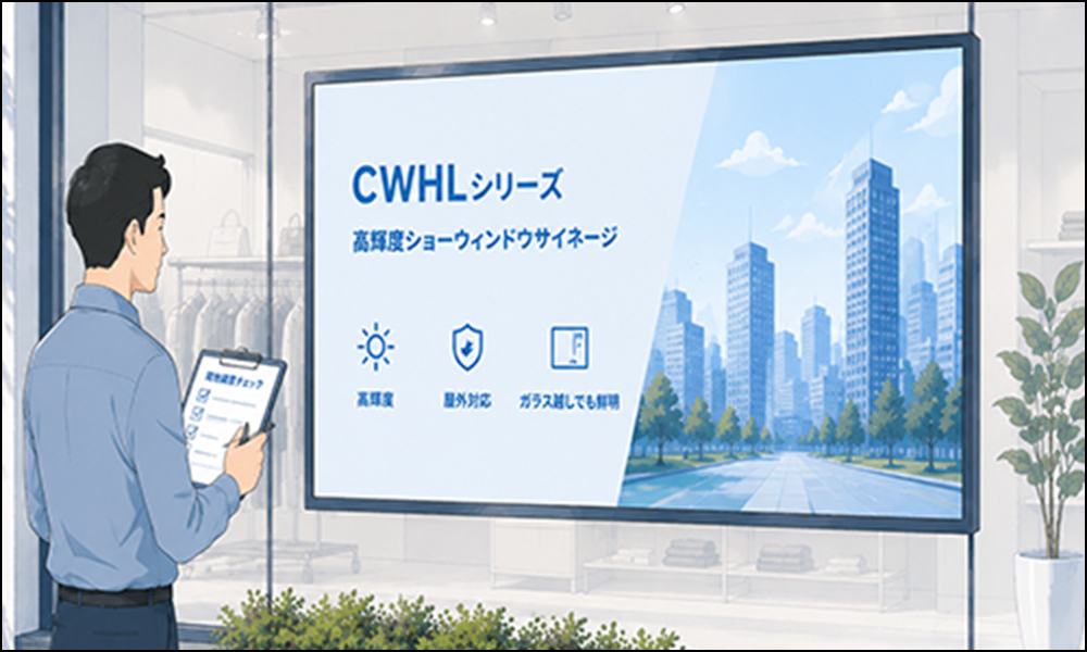 店舗のガラス面に設置したCWHLシリーズのイメージ