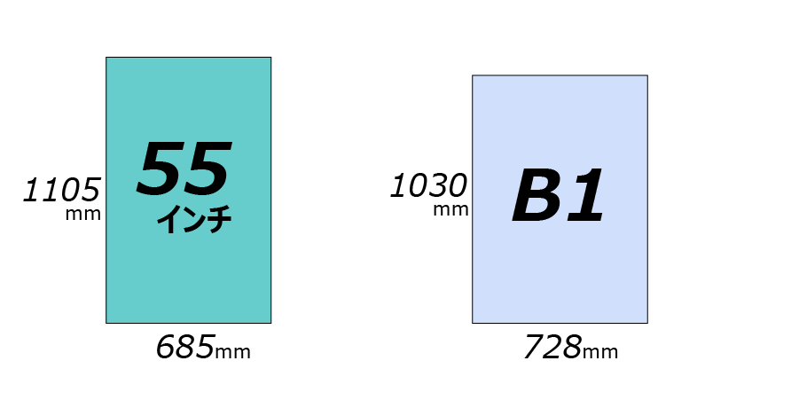 55インチとB1 のサイズ比較（縦）